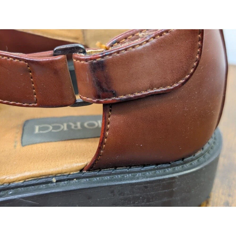Lucio Ricci Mens Fisherman Dress Sandals Brown Leather Vent Toe Shoes Sz 9